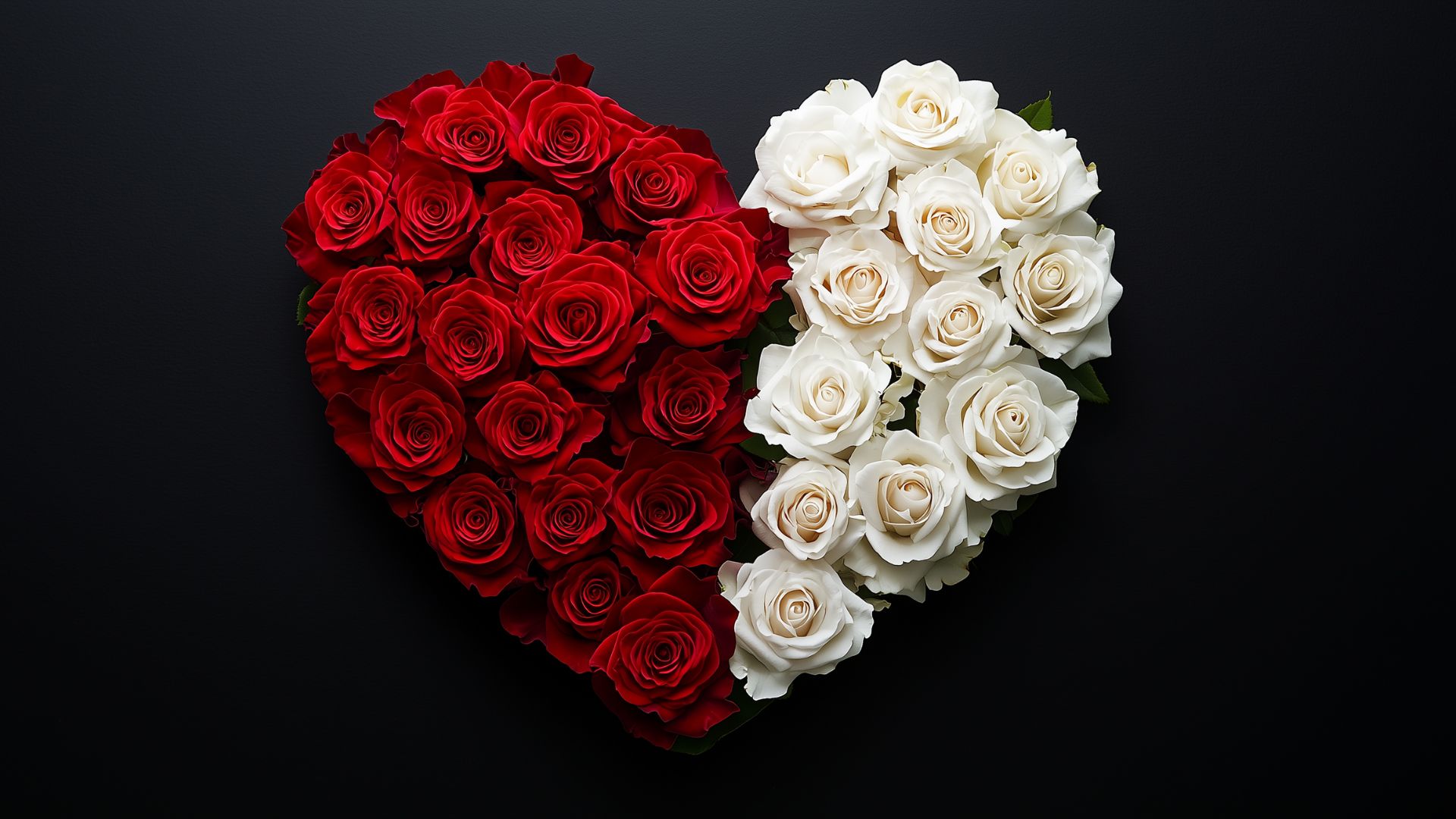 Cœur rouge et blanc en fleurs fraîches pour un hommage funéraire