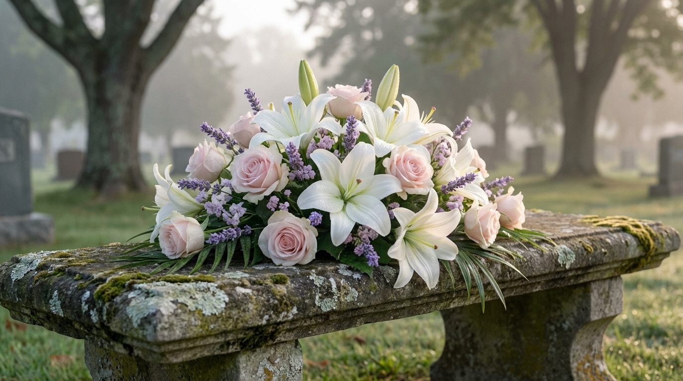 Couleurs pastel blanches fleurs deuil grand-mère