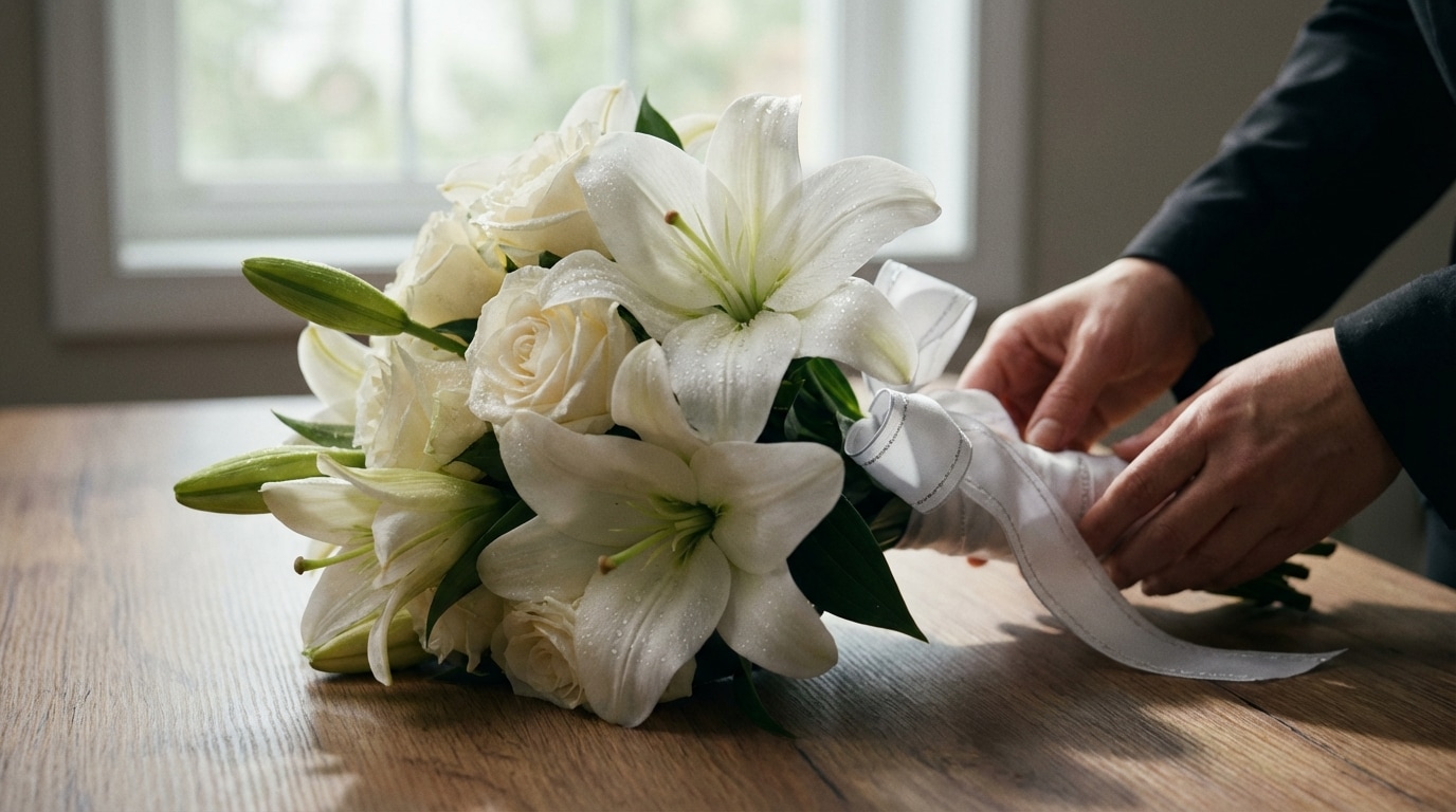 Symbolique fleurs blanches deuil grand-mère hommage
